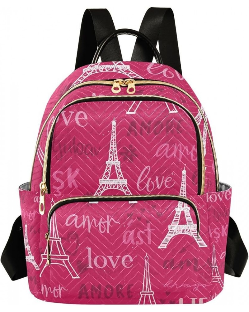 Women Backpack Amor Eiffel Tower Love Anti-Theft Travel Backpack with Luggage Belt Lightweight Handbag Roomy Double Zipper We...