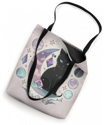 Witchy Cute Black Cat Kawaii Crystal Pastel Goth Moon Phases Tote Bag $12.71 Totes