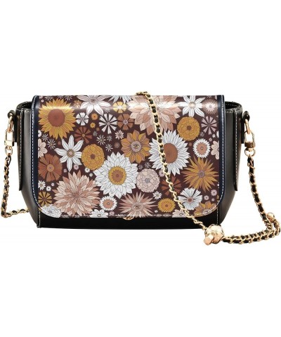 Abstract Colorful Tie Dye Women Leather Shoulder Bag Flower Print Crossbody Bags Women Fashion Handbags Chain Strap Mystic Bo...