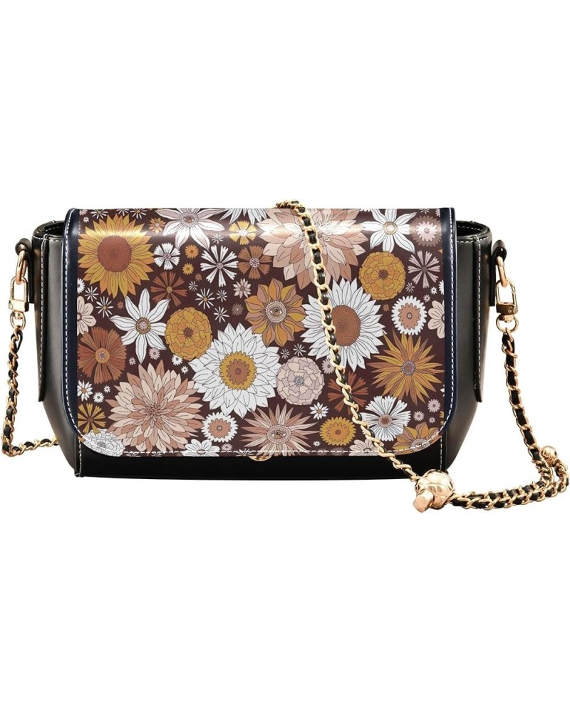 Abstract Colorful Tie Dye Women Leather Shoulder Bag Flower Print Crossbody Bags Women Fashion Handbags Chain Strap Mystic Bo...