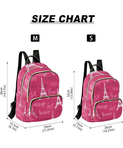 Women Backpack Amor Eiffel Tower Love Anti-Theft Travel Backpack with Luggage Belt Lightweight Handbag Roomy Double Zipper We...