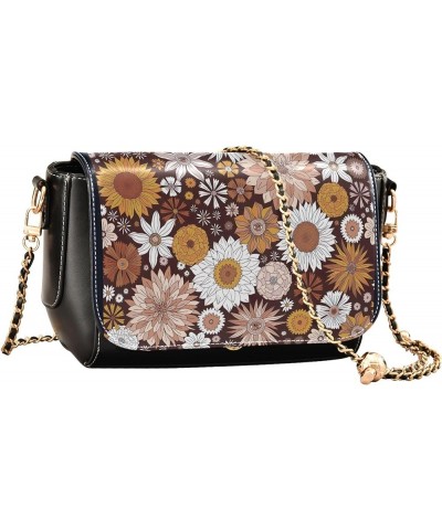 Abstract Colorful Tie Dye Women Leather Shoulder Bag Flower Print Crossbody Bags Women Fashion Handbags Chain Strap Mystic Bo...