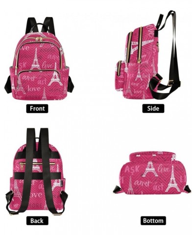 Women Backpack Amor Eiffel Tower Love Anti-Theft Travel Backpack with Luggage Belt Lightweight Handbag Roomy Double Zipper We...