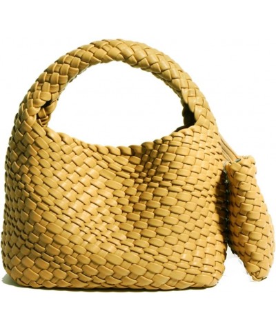 Fashion Handbag For Women, Woven Tote Bag Bucket Composite Bag Knitting Chain Bag, Crossbody Shoulder Bag Purses Yellow $32.3...