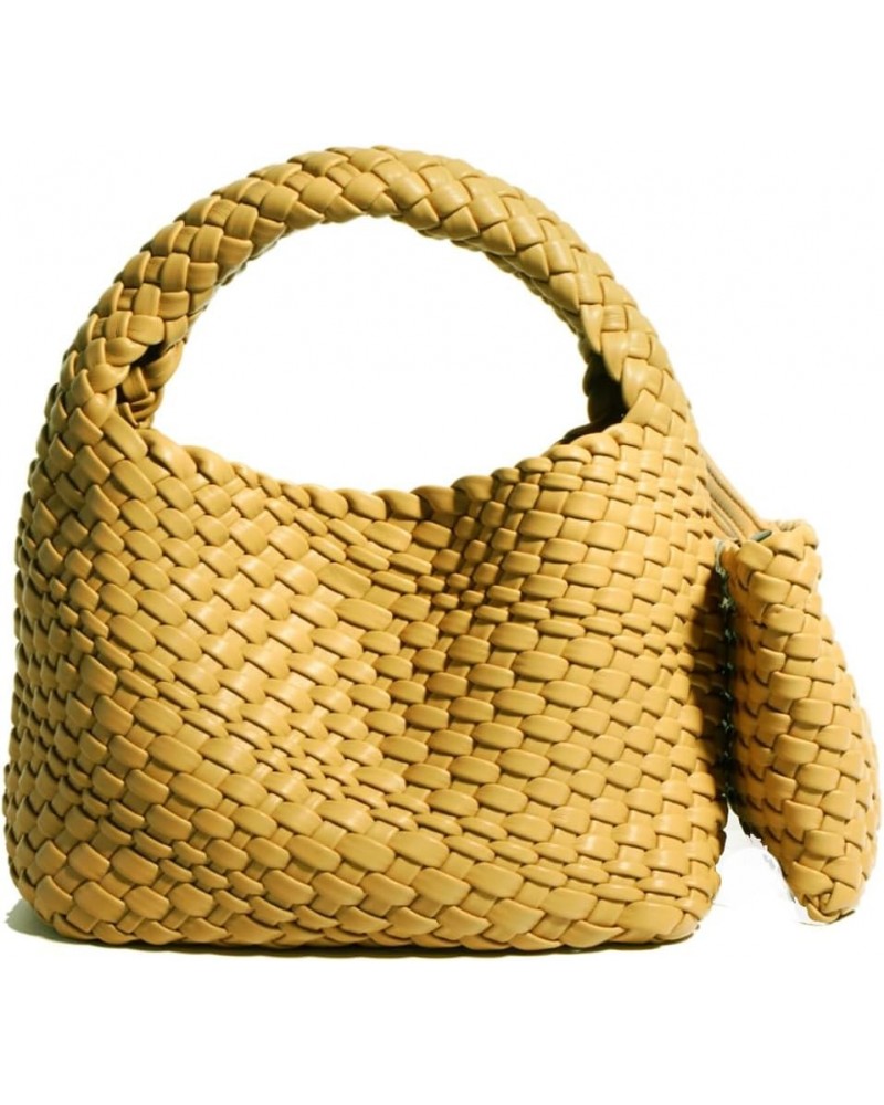 Fashion Handbag For Women, Woven Tote Bag Bucket Composite Bag Knitting Chain Bag, Crossbody Shoulder Bag Purses Yellow $32.3...