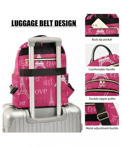 Women Backpack Amor Eiffel Tower Love Anti-Theft Travel Backpack with Luggage Belt Lightweight Handbag Roomy Double Zipper We...