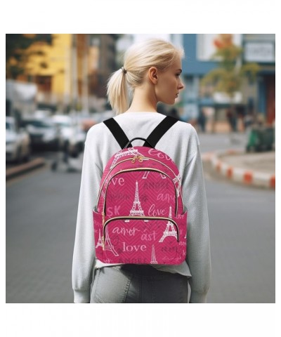 Women Backpack Amor Eiffel Tower Love Anti-Theft Travel Backpack with Luggage Belt Lightweight Handbag Roomy Double Zipper We...