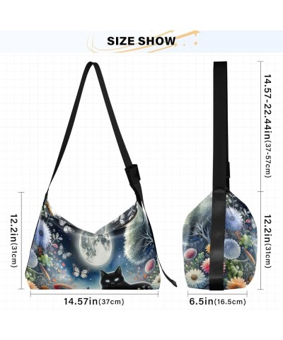 Cat Full Moon Colorful Flower Crossbody Bags Cross Body Bag for Men Mens Shoulder Bag PU Leather Cat Full Moon Colorful Flowe...