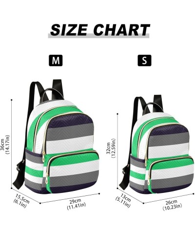 Women Backpack Horizontal Lines Black Grey Green Anti-Theft Travel Backpack with Luggage Belt Lightweight Handbag Lady Purse ...