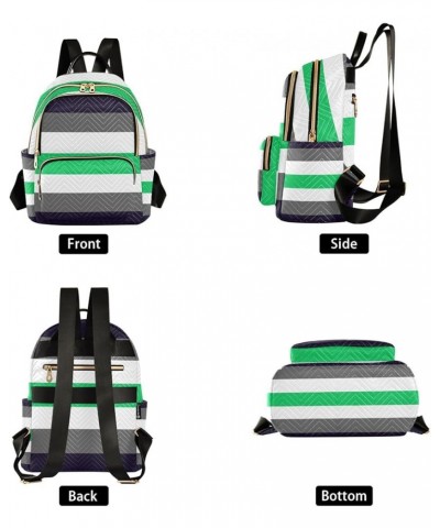 Women Backpack Horizontal Lines Black Grey Green Anti-Theft Travel Backpack with Luggage Belt Lightweight Handbag Lady Purse ...