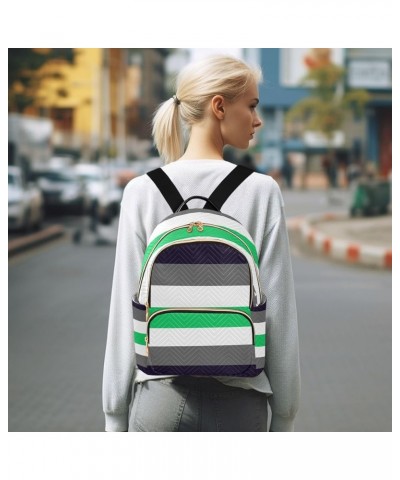 Women Backpack Horizontal Lines Black Grey Green Anti-Theft Travel Backpack with Luggage Belt Lightweight Handbag Lady Purse ...