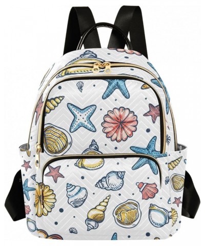 Mini Backpack Purse for Women, Hand Drawn Seashells Travel Bag Casual Daypack Shoulder Bag Medium $16.95 Backpacks