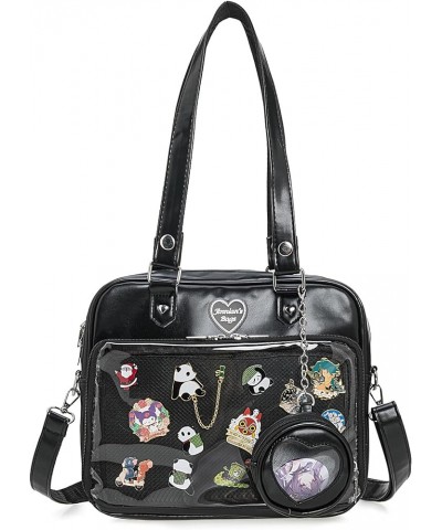 Ita Bag Crossbody Handbags Kawaii Shoulder Bags with Insert Anime Pins Display 08-black $10.80 Satchels