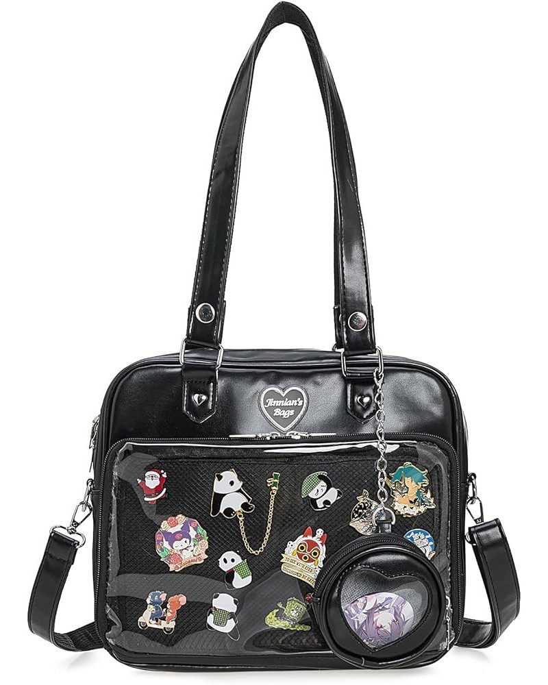 Ita Bag Crossbody Handbags Kawaii Shoulder Bags with Insert Anime Pins Display 08-black $10.80 Satchels