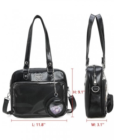 Ita Bag Crossbody Handbags Kawaii Shoulder Bags with Insert Anime Pins Display 08-black $10.80 Satchels