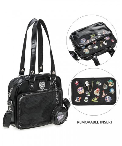 Ita Bag Crossbody Handbags Kawaii Shoulder Bags with Insert Anime Pins Display 08-black $10.80 Satchels