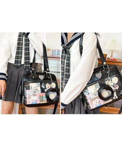 Ita Bag Crossbody Handbags Kawaii Shoulder Bags with Insert Anime Pins Display 08-black $10.80 Satchels