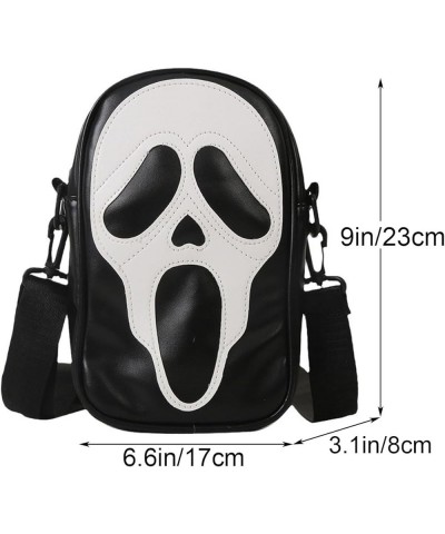 Gothic Crossbody Bag Skull Purse Small Shoulder Bag PU Leather Lightweight Satchel for Men and Women White $17.14 Crossbody Bags