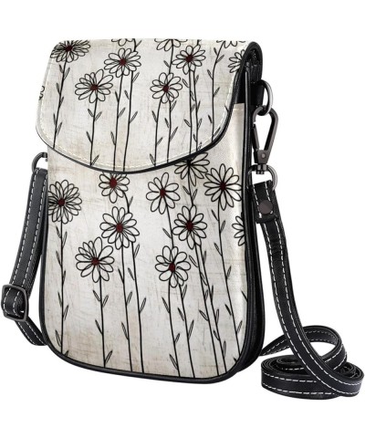 Stylish Leather Phone Bag - Crossbody Purse for Women - Classic & Functional Shoulder Bag Flowers on white Multicoloured1 $14...