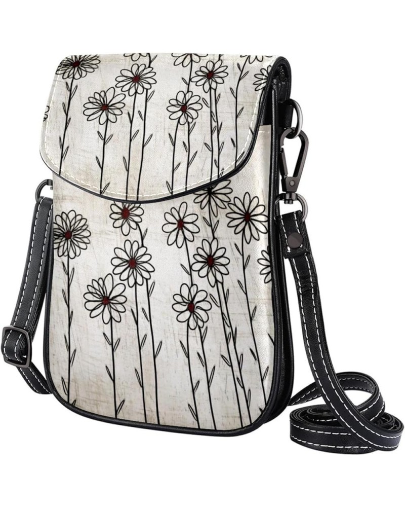 Stylish Leather Phone Bag - Crossbody Purse for Women - Classic & Functional Shoulder Bag Flowers on white Multicoloured1 $14...