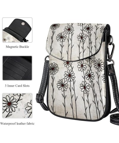 Stylish Leather Phone Bag - Crossbody Purse for Women - Classic & Functional Shoulder Bag Flowers on white Multicoloured1 $14...