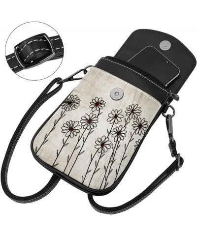 Stylish Leather Phone Bag - Crossbody Purse for Women - Classic & Functional Shoulder Bag Flowers on white Multicoloured1 $14...