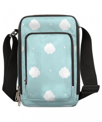 Cute Cloud Turquoise Small Crossbody Bags for Women Trendy Cross Body Phone Purse Wallet Mens Travel Crossbody Bag Side Shoul...