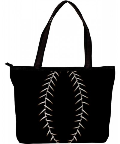 Tote Bag with Zipper, Casual Handbags for Women, Shoulder Bag, baseball abstract $15.27 Totes