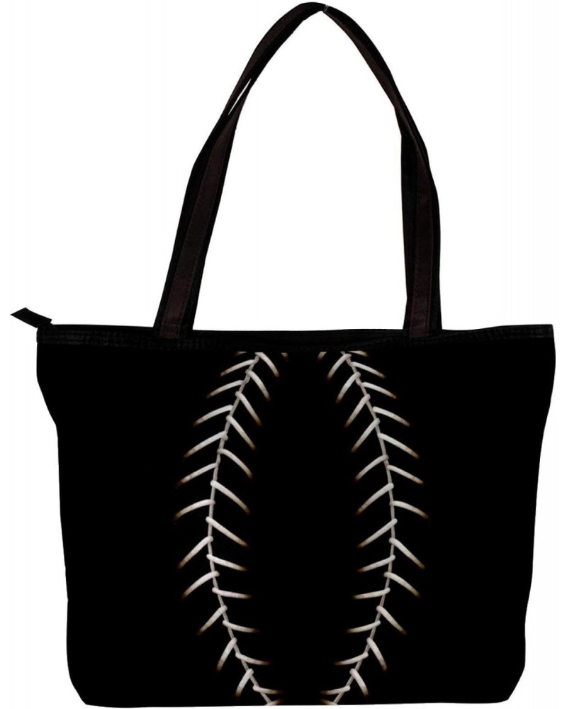 Tote Bag with Zipper, Casual Handbags for Women, Shoulder Bag, baseball abstract $15.27 Totes