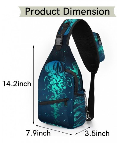 Ocean Sea Animal Jellyfish Sling Crossbody Bag for Women Men, Sling Backpack Travel Hiking Casual Daypack Chest Bag Purse Sho...