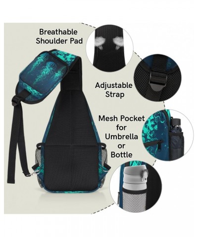 Ocean Sea Animal Jellyfish Sling Crossbody Bag for Women Men, Sling Backpack Travel Hiking Casual Daypack Chest Bag Purse Sho...