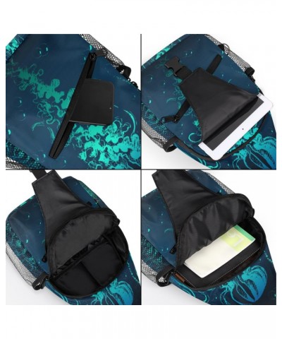 Ocean Sea Animal Jellyfish Sling Crossbody Bag for Women Men, Sling Backpack Travel Hiking Casual Daypack Chest Bag Purse Sho...