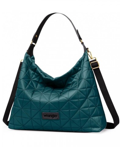 Wrangler Quilted Hobo Purses and Handbags for Women Shoulder Crossbody Bags B-l-blue $11.39 Hobo Bags