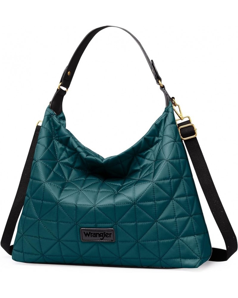 Wrangler Quilted Hobo Purses and Handbags for Women Shoulder Crossbody Bags B-l-blue $11.39 Hobo Bags