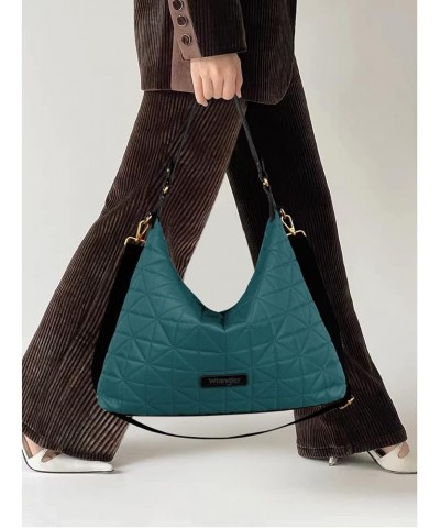 Wrangler Quilted Hobo Purses and Handbags for Women Shoulder Crossbody Bags B-l-blue $11.39 Hobo Bags