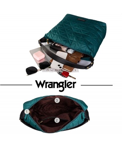 Wrangler Quilted Hobo Purses and Handbags for Women Shoulder Crossbody Bags B-l-blue $11.39 Hobo Bags