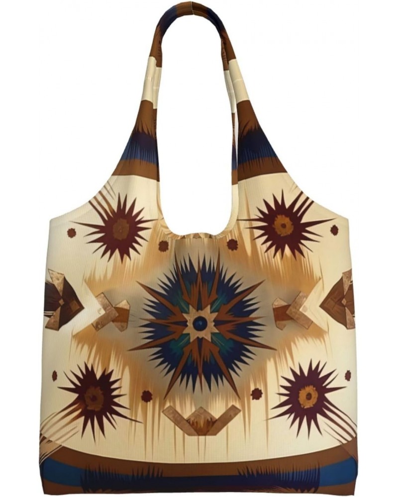 Native American Patterns One-Shoulder Commuting Canvas Bag,Fashionable And Lightweight,Extra Large Capacity,Easy To Store,Sof...