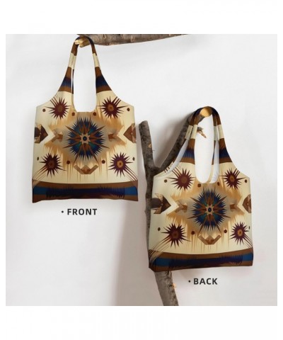 Native American Patterns One-Shoulder Commuting Canvas Bag,Fashionable And Lightweight,Extra Large Capacity,Easy To Store,Sof...