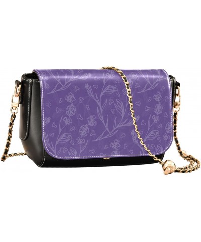 Lavender Flower Purple Crossbody Bags for Women Purse Leather Shoulder Bag Handbag for Daily Gifts Work $16.00 Shoulder Bags