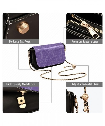 Lavender Flower Purple Crossbody Bags for Women Purse Leather Shoulder Bag Handbag for Daily Gifts Work $16.00 Shoulder Bags