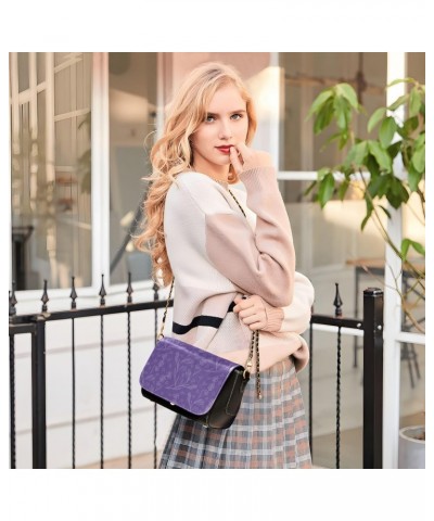 Lavender Flower Purple Crossbody Bags for Women Purse Leather Shoulder Bag Handbag for Daily Gifts Work $16.00 Shoulder Bags