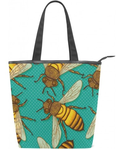 Tote Canvas Shoulder Bag Bee Retro Comic Womens Handbag $11.04 Shoulder Bags