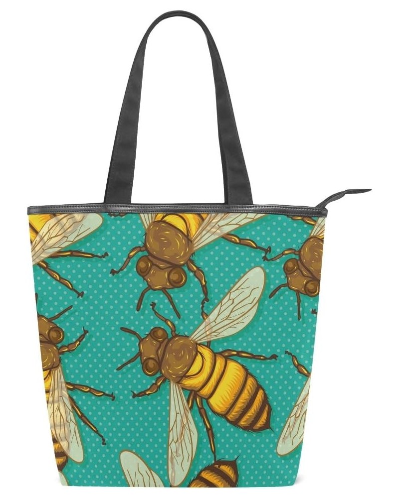 Tote Canvas Shoulder Bag Bee Retro Comic Womens Handbag $11.04 Shoulder Bags