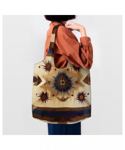 Native American Patterns One-Shoulder Commuting Canvas Bag,Fashionable And Lightweight,Extra Large Capacity,Easy To Store,Sof...