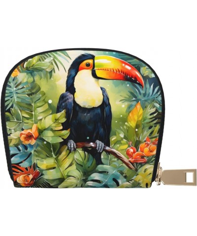 Small Wallets Woman Credit Card Holder For Women Coin Purse Leather Card Wallet (Forest Toucan) $10.80 Wallets