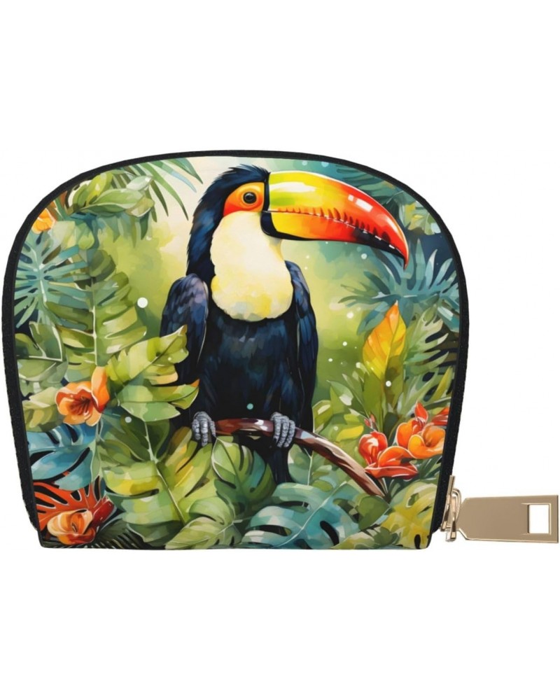 Small Wallets Woman Credit Card Holder For Women Coin Purse Leather Card Wallet (Forest Toucan) $10.80 Wallets