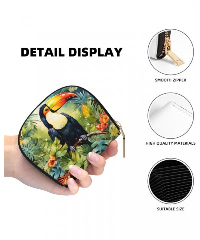 Small Wallets Woman Credit Card Holder For Women Coin Purse Leather Card Wallet (Forest Toucan) $10.80 Wallets