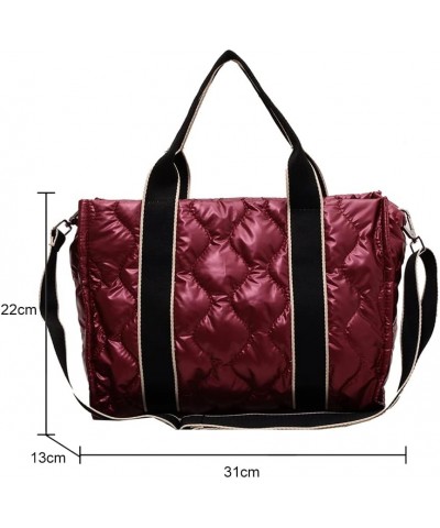 Puffer Tote Bag for Women Quilted Padded Handbag Puffy Tote Purse Lightweight Down Padding Crossbody Bag Puffer Bag B05-red $...