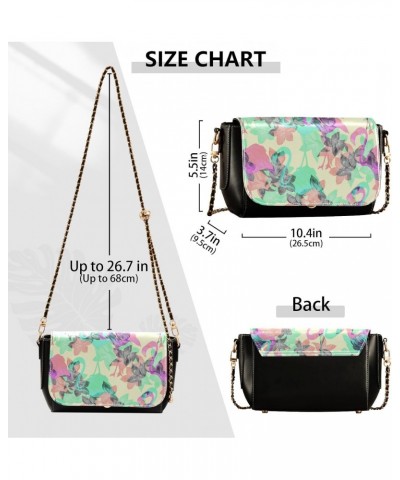 Flamingo Flowers Shoulder Bag Crossbody for Womens Trendy Black Bags with Adjustable Strap Sport Sling Bag $23.59 Crossbody Bags