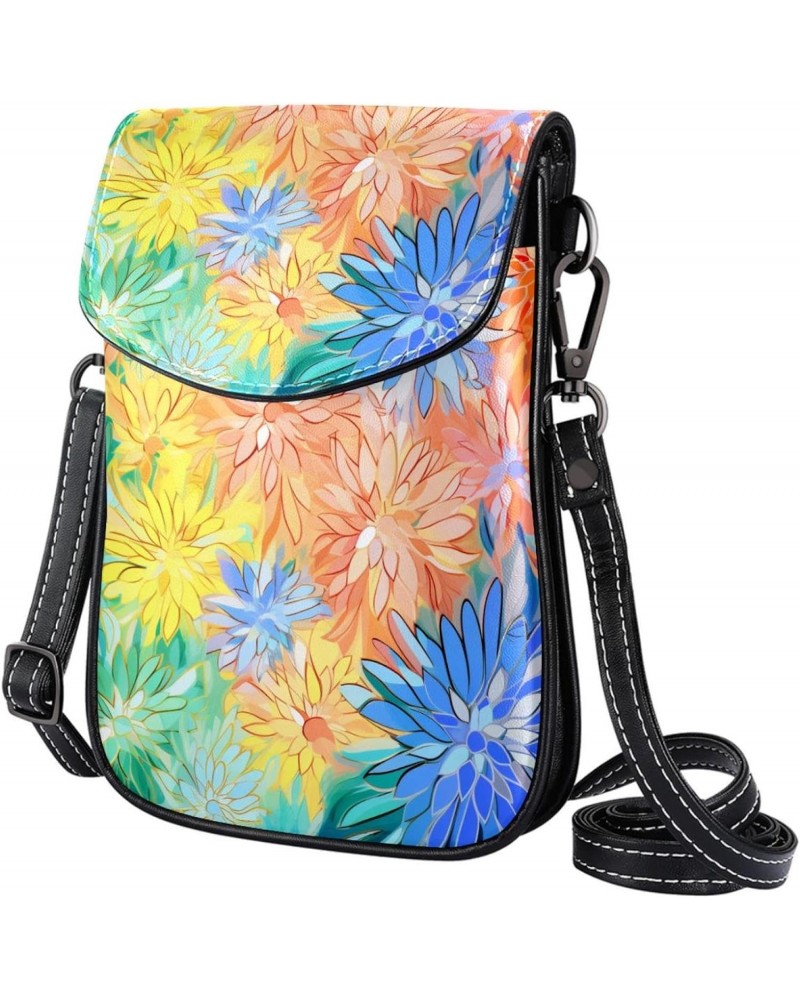 Crossbody Bags for Women,Crossbody Bag Men,Small Sling Bag,Abstract Rainbow Color Flowers Daisy,Crossbody Purse $11.37 Crossb...